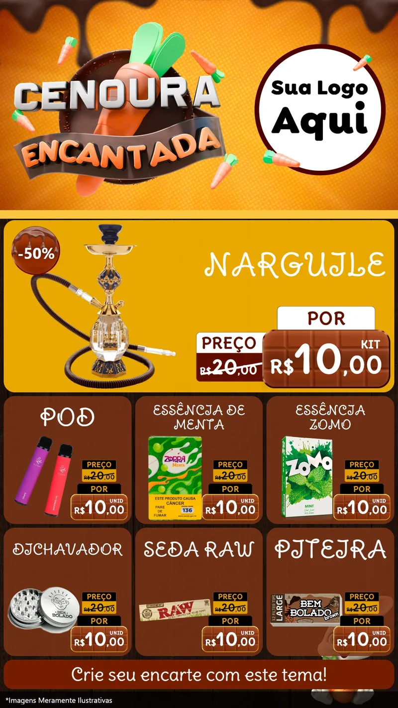 Modelo de Rede Social para Stories com o tema Cenoura Encantada - Páscoa para Tabacaria