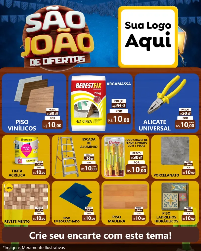 Modelo de Rede Social para Feed Instagram com o tema São João Ofertas Imbatíveis! - Junina para Material para Construção