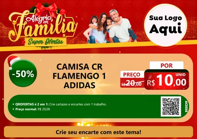 Modelo de Cartaz para Cartaz A4 Horizontal com o tema Alegria em Família Super Ofertas - Natal para Roupas e acessórios