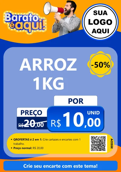 Modelo de Cartaz para Cartaz A4 Vertical com o tema Barato é aqui para Supermercado