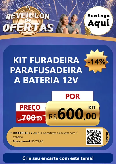 Modelo de Cartaz para Cartaz A4 Vertical com o tema Réveillon de Ofertas para Maquinas e Ferramentas