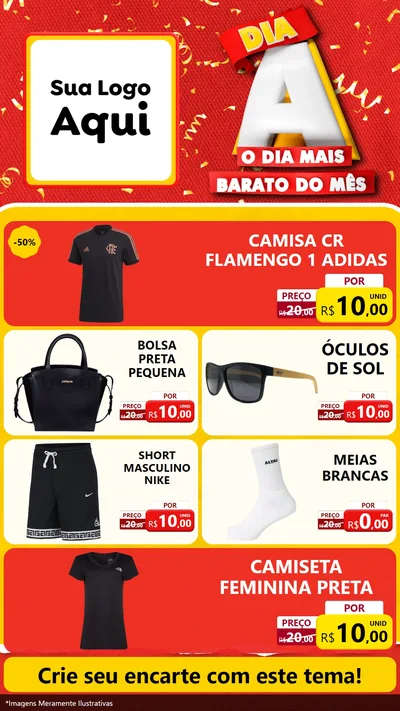 Modelo de TV para TV Vertical com o tema Dia A o Dia Mais Barato do Mês para Roupas e acessórios