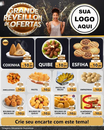 Modelo de Rede Social para Feed Instagram com o tema Grande Réveillon de Ofertas para Salgadaria
