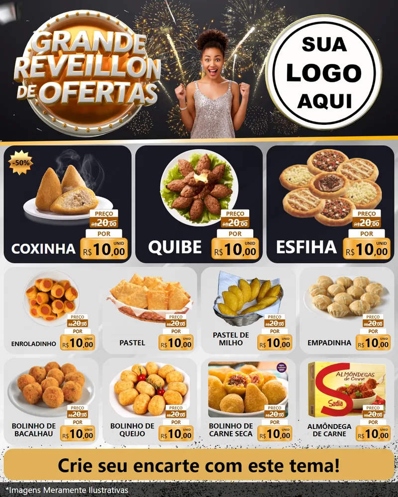 Modelo de Rede Social para Feed Instagram com o tema Grande Réveillon de Ofertas para Salgadaria