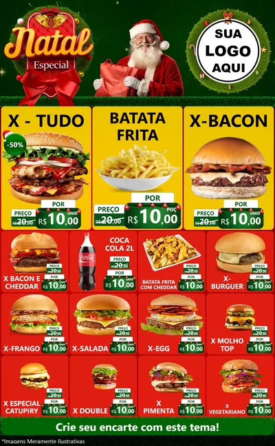Modelo de Encarte para Encarte Grande com o tema Natal Especial para Hamburgueria