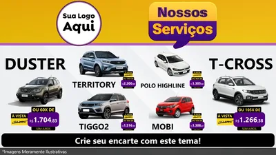 Modelo de TV para TV Horizontal com o tema Nossos Serviços para Concessionaria de Carros