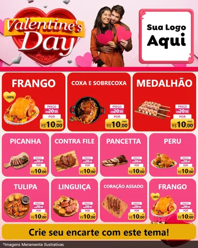 Modelo de Rede Social para Feed Instagram com o tema Valentine's Day para Assados