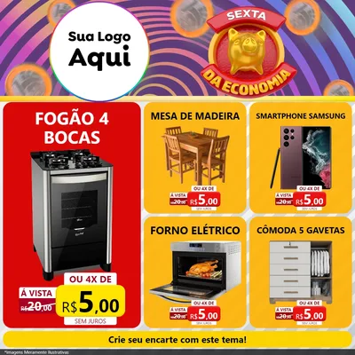 Modelo de Rede Social para Feed Facebook com o tema Sexta da Economia para Móveis e Eletro