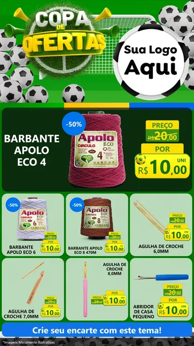 Modelo de Rede Social para Stories com o tema Copa De Ofertas para Armarinho e Aviamentos