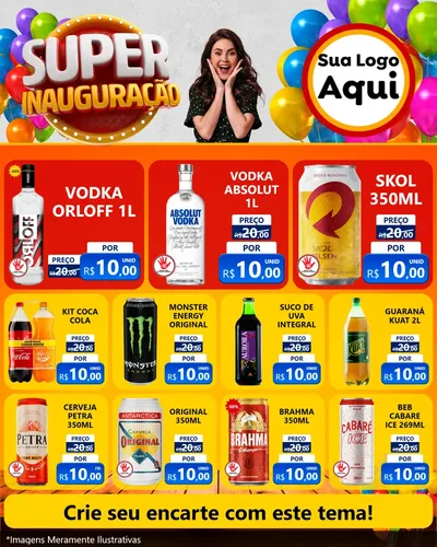 Modelo de Rede Social para Feed Instagram com o tema Super Inauguração para Distribuidora de bebidas