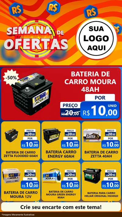 Modelo de Rede Social para Stories com o tema Semana de Ofertas para Baterias Elétricas