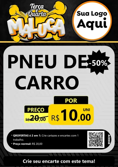Modelo de Cartaz para Cartaz A4 Vertical com o tema Terça e Quarta Maluca para Auto peças