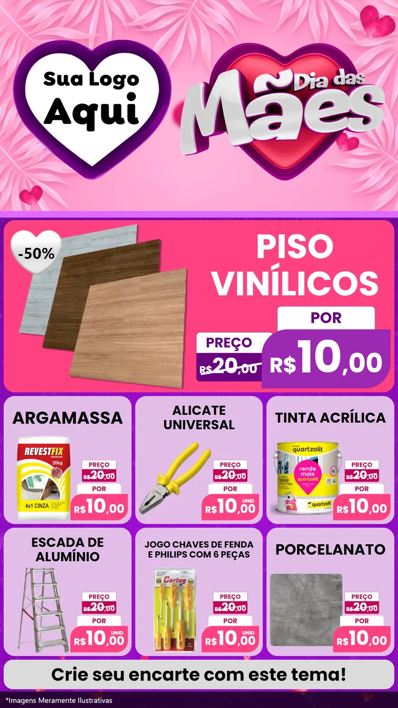 Modelo de Rede Social para Stories com o tema Dia das Mães para Material para Construção