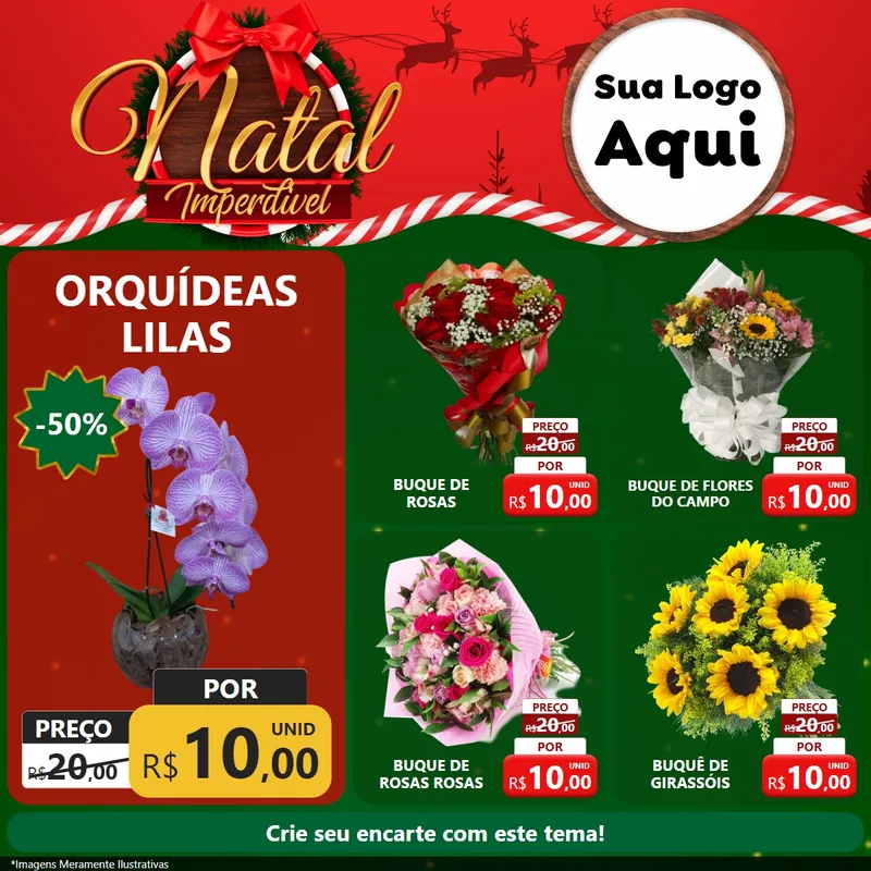 Modelo de Rede Social para Feed Facebook com o tema Natal Imperdível para Floricultura e jardim