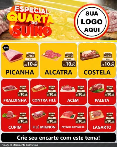 Modelo de Rede Social para Feed Instagram com o tema Especial Quarta do Suíno para Açougue