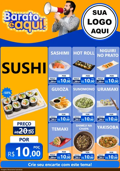 Modelo de Encarte para Encarte A4 Vertical com o tema Barato é aqui para Comida japonesa