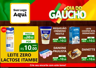 Modelo de Encarte para Encarte A4 Horizontal com o tema Dia do Gaúcho para Frios e Laticínios