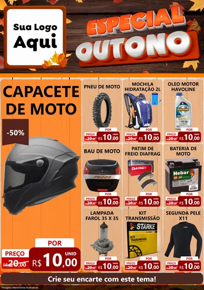 Modelo de Encarte para Encarte A4 Vertical com o tema Especial Outono para Moto peças