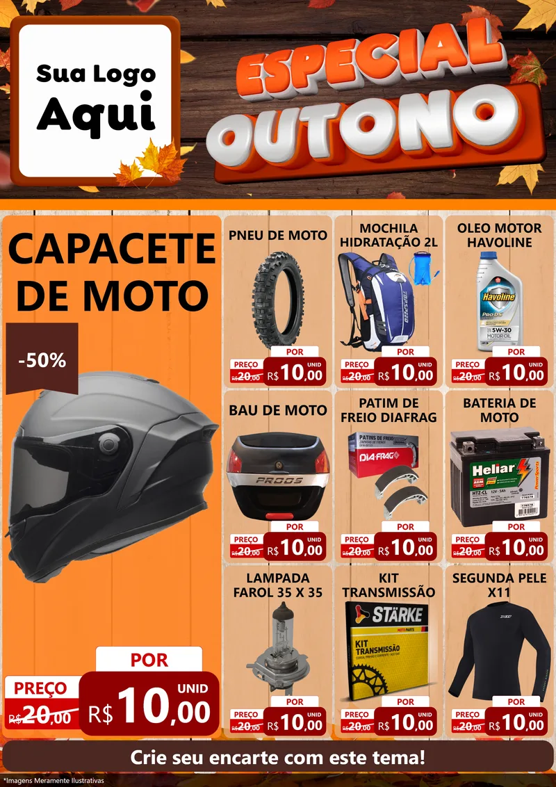 Modelo de Encarte para Encarte A4 Vertical com o tema Especial Outono para Moto peças