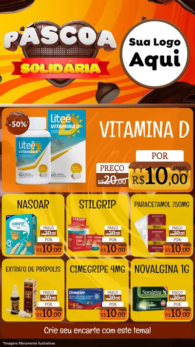 Modelo de Rede Social para Stories com o tema Páscoa Solidária para Farmácia
