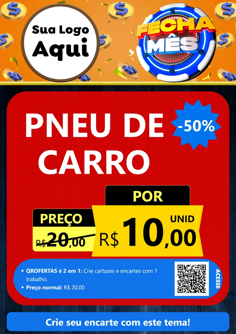 Modelo de Cartaz para Cartaz A4 Vertical com o tema Fecha Mês para Auto peças