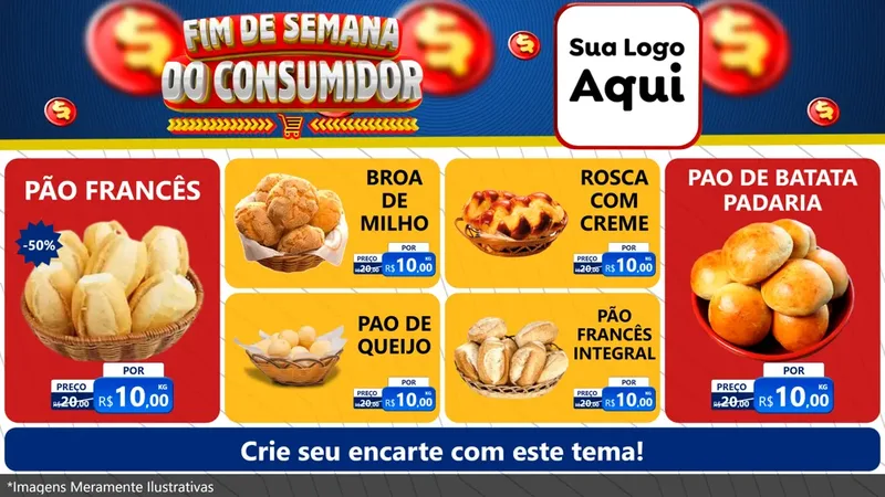 Modelo de TV para TV Horizontal com o tema Fim de Semana do Consumidor para Padaria