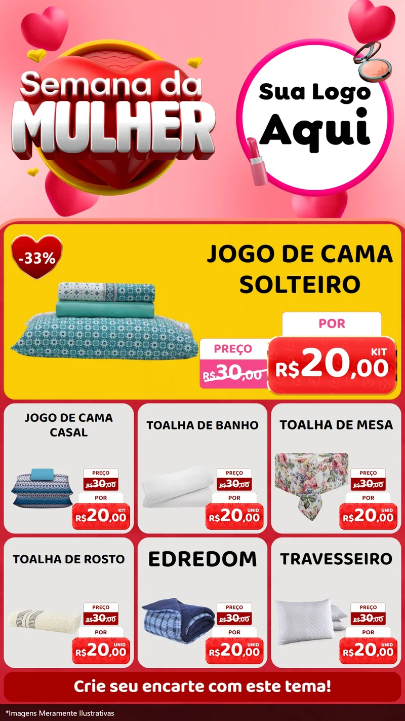 Modelo de Rede Social para Stories com o tema Semana da Mulher para Cama, Mesa e Banho