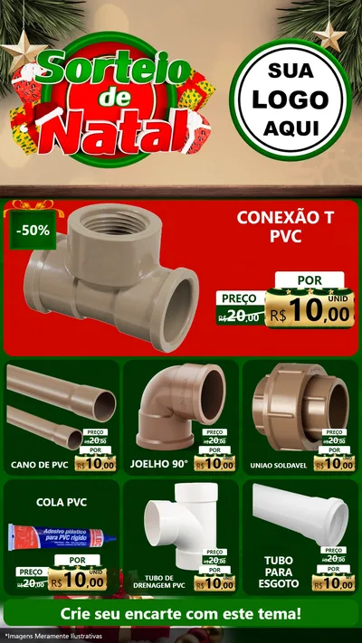 Modelo de Rede Social para Stories com o tema Sorteio de Natal para Tubos e conexões