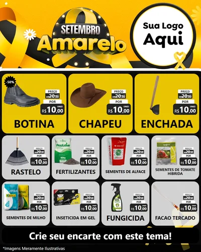 Modelo de Rede Social para Feed Instagram com o tema Setembro Amarelo para Agropecuária