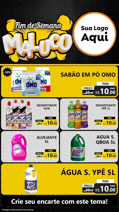 Modelo de TV para TV Vertical com o tema Fim de Semana Maluco para Produtos de Limpeza