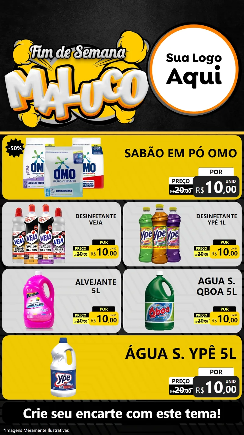Modelo de TV para TV Vertical com o tema Fim de Semana Maluco para Produtos de Limpeza