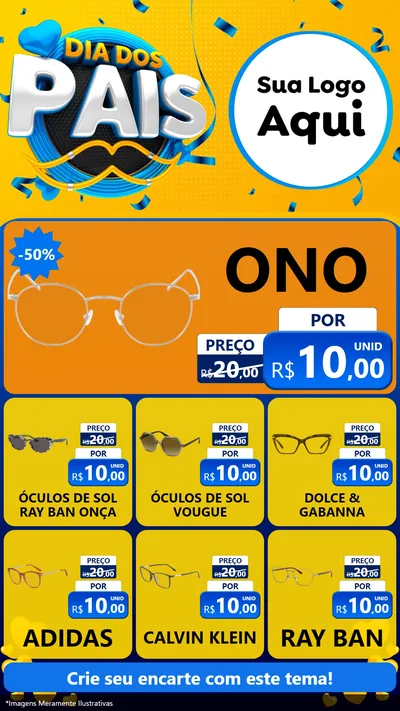 Modelo de Rede Social para Stories com o tema Dia dos Pais para Óticas