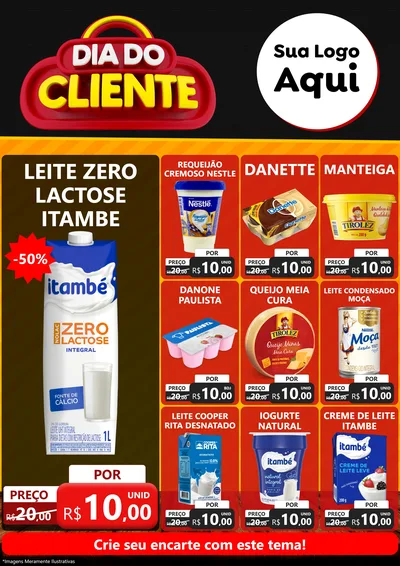 Modelo de Encarte para Encarte A4 Vertical com o tema Dia do Cliente para Frios e Laticínios