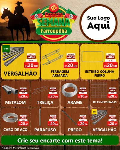 Modelo de Rede Social para Feed Instagram com o tema Especial Semana Farroupilha para Ferragens