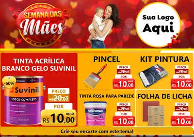 Modelo de Encarte para Encarte A4 Horizontal com o tema Semana das Mães para Tintas e Ferramentas
