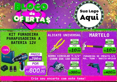 Modelo de Encarte para Encarte A4 Horizontal com o tema Bloco de Ofertas para Maquinas e Ferramentas