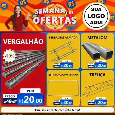 Modelo de Rede Social para Feed Facebook com o tema Semana de Ofertas para Ferragens