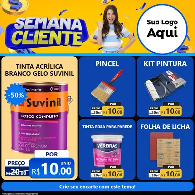 Modelo de Rede Social para Feed Facebook com o tema Semana do Cliente para Tintas e Ferramentas