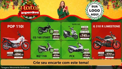Modelo de TV para TV Horizontal com o tema Natal Imperdível para Concessionaria de Motos