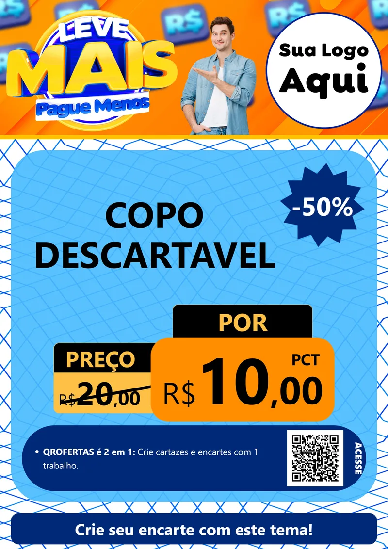 Modelo de Cartaz para Cartaz A4 Vertical com o tema Leve Mais, Pague Menos para Embalagens
