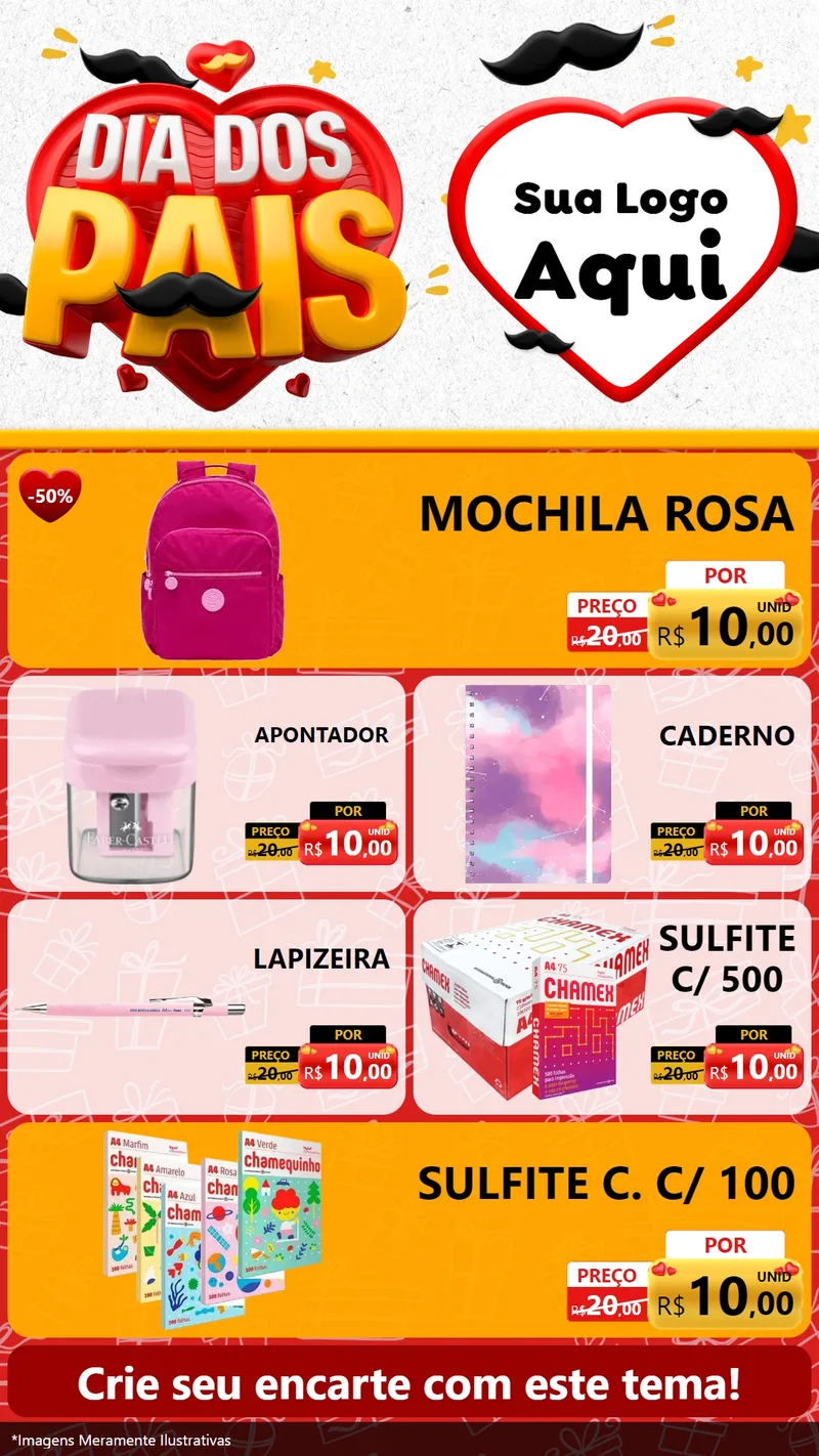 Modelo de TV para TV Vertical com o tema Dia dos Pais para Papelaria