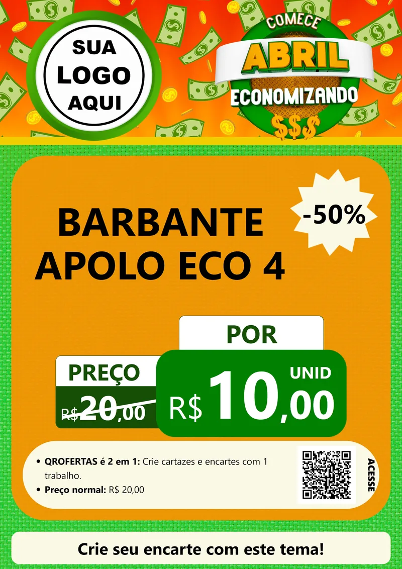 Modelo de Cartaz para Cartaz A4 Vertical com o tema Comece Abril Economizando para Armarinho e Aviamentos