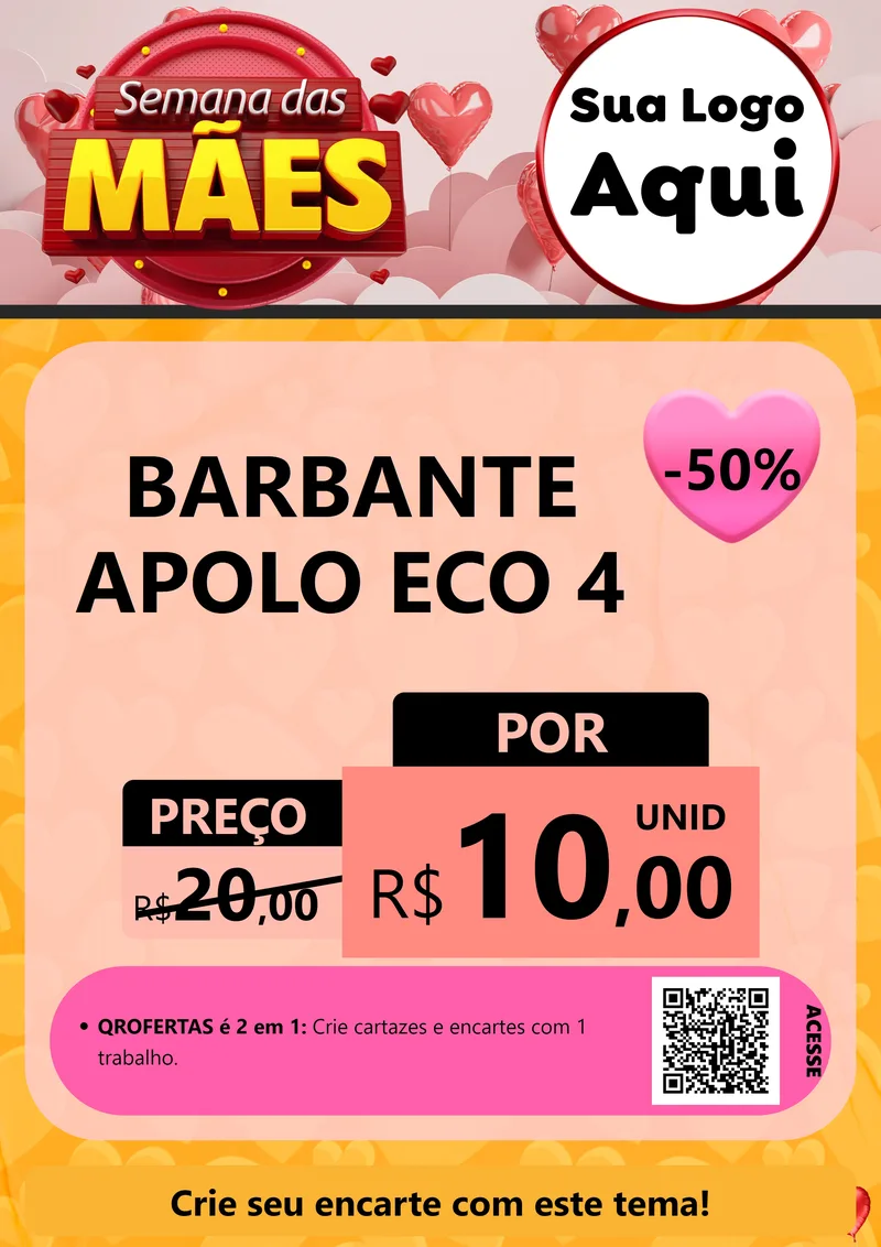 Modelo de Cartaz para Cartaz A4 Vertical com o tema Semana das Mães para Armarinho e Aviamentos