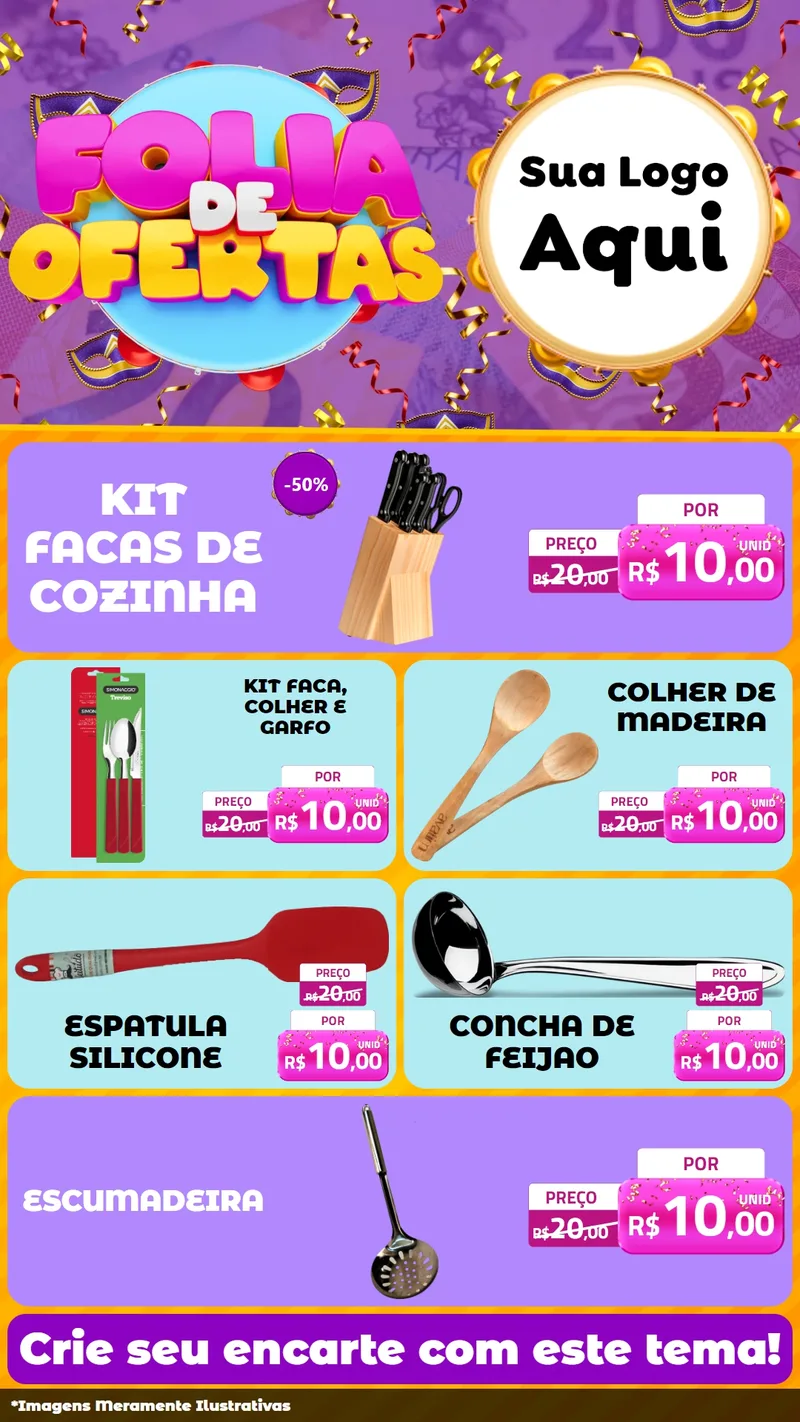Modelo de TV para TV Vertical com o tema Folia de Ofertas para Utilidades Domésticas