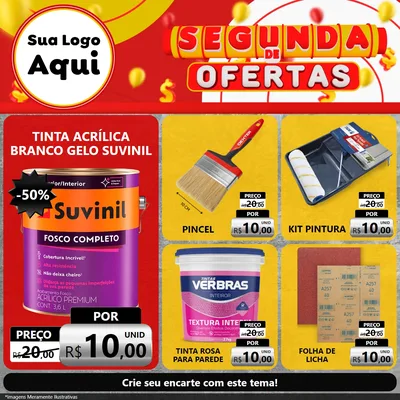 Modelo de Rede Social para Feed Facebook com o tema Segunda de Ofertas para Tintas e Ferramentas