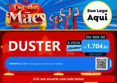 Modelo de Cartaz para Cartaz A4 Horizontal com o tema Dia das Mães para Concessionaria de Carros