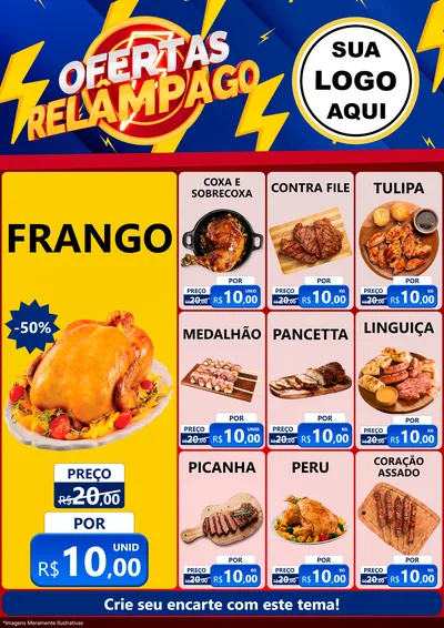 Modelo de Encarte para Encarte A4 Vertical com o tema Ofertas Relâmpago para Assados