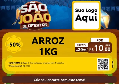 Modelo de Cartaz para Cartaz A4 Horizontal com o tema São João Ofertas Imbatíveis! - Junina para Supermercado