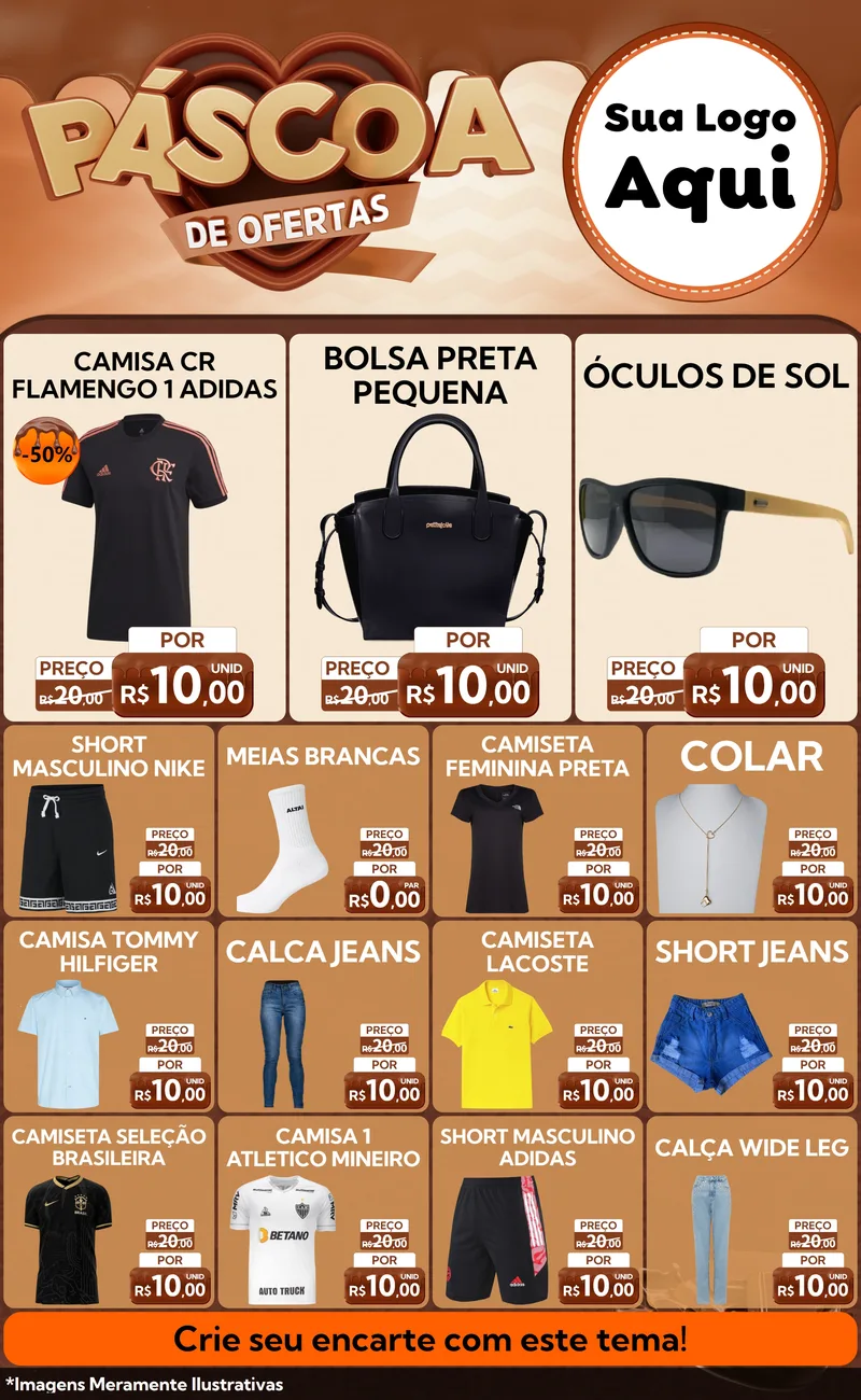 Modelo de Encarte para Encarte Grande com o tema Páscoa de Ofertas para Roupas e acessórios