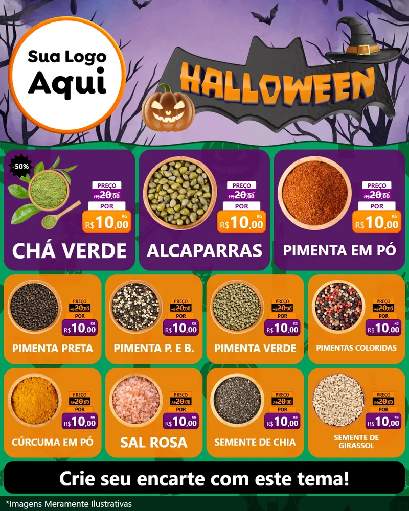 Modelo de Rede Social para Feed Instagram com o tema Halloween para Produtos Naturais